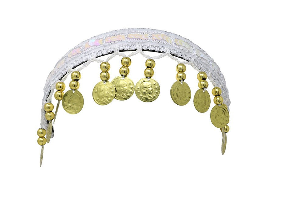 Goud Witte Hoofdband Munten - Partywinkel - 8434077137734