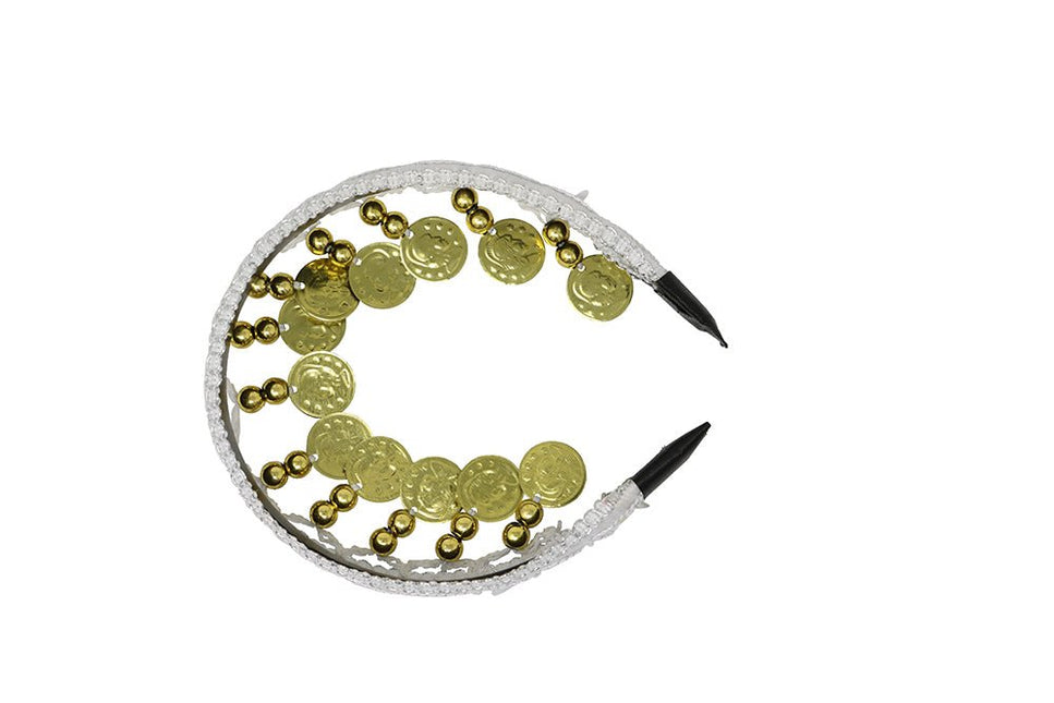 Goud Witte Hoofdband Munten - Partywinkel - 8434077137734