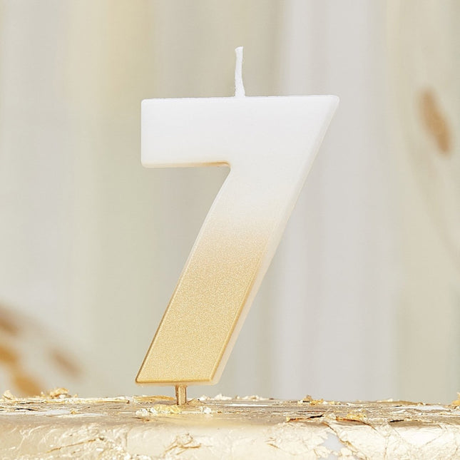 Goud Witte Kaars 7 Jaar 5cm van Ginger Ray koop je bij Partywinkel