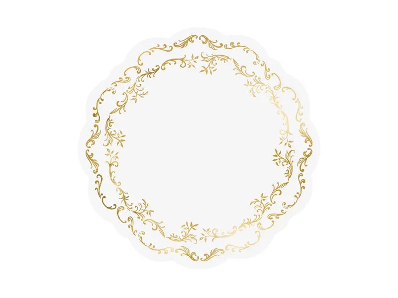 Goud Witte Placemats 35,5cm 6st van Partydeco koop je bij Partywinkel