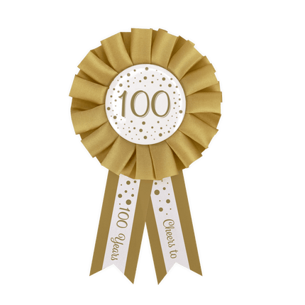 Goud Witte Rozet 100 Jaar van Paper Dreams koop je bij Partywinkel