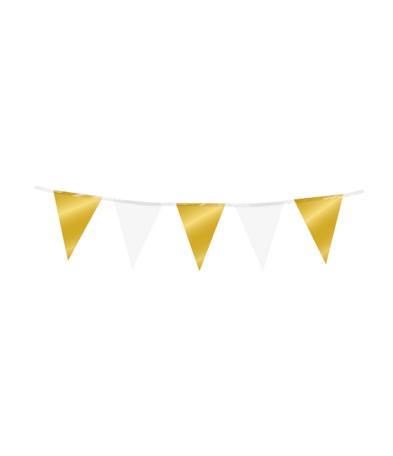 Goud Witte Slinger Mini Folie 3m - Partywinkel - 8716764246661