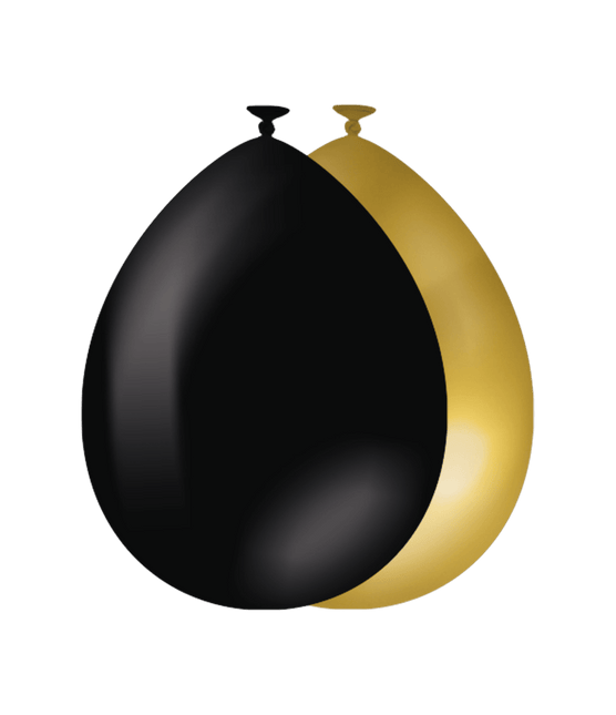 Goud Zwarte Ballonnen 30cm 10st - Partywinkel - 8716764247507