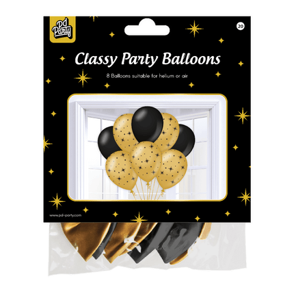 Goud Zwarte Ballonnen Sterren 30cm 6st van Paper Dreams koop je bij Partywinkel