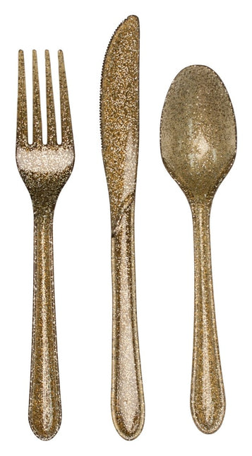 Gouden Bestek Glitter Plastic 24st van Creative Converting koop je bij Partywinkel