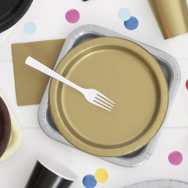 Gouden Borden Rond 23cm 16st van Unique koop je bij Partywinkel