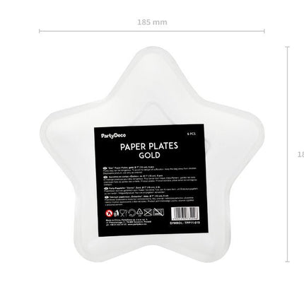 Gouden Borden Ster 18cm 6st van Partydeco koop je bij Partywinkel