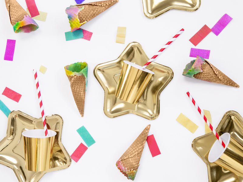 Gouden Borden Ster 23cm 6st van Partydeco koop je bij Partywinkel