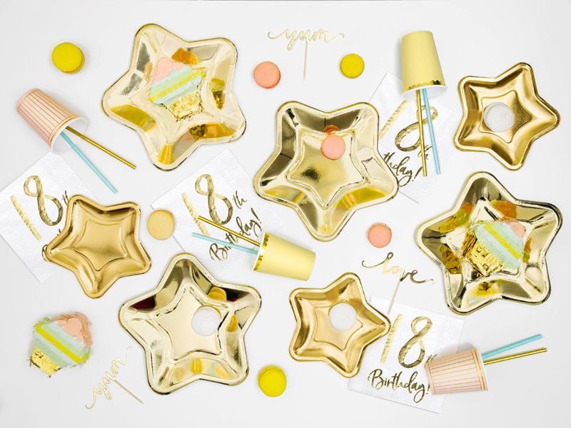 Gouden Borden Ster 23cm 6st van Partydeco koop je bij Partywinkel