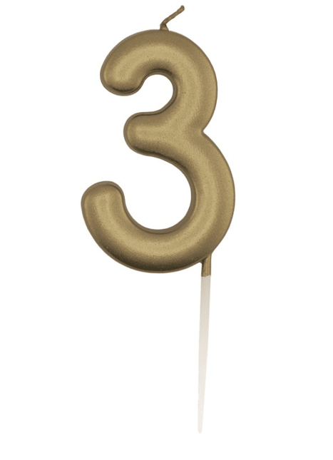 Gouden Cijferkaars 3 van Unique koop je bij Partywinkel