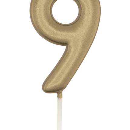 Gouden Cijferkaars 9 van Unique koop je bij Partywinkel