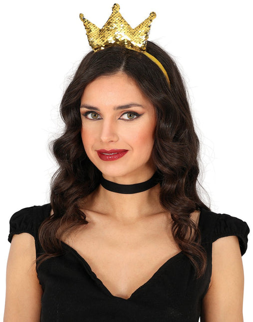 Gouden Haarband Met Kroon - Partywinkel - 8434077230176