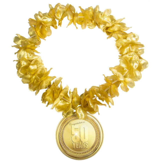 Gouden Hawaii Krans 50 Jaar van Folat koop je bij Partywinkel