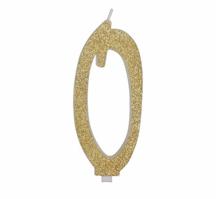 Gouden Kaars 0 Jaar Glitter 12,5cm van Fiestas Guirca koop je bij Partywinkel