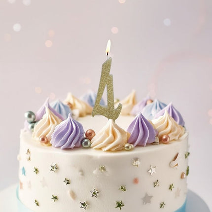 Gouden Kaars 4 Jaar Glitter 12,5cm van Fiestas Guirca koop je bij Partywinkel