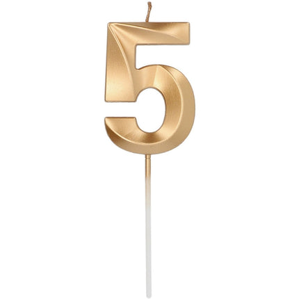 Gouden Kaars 5 Jaar Mat 7cm van Folat koop je bij Partywinkel