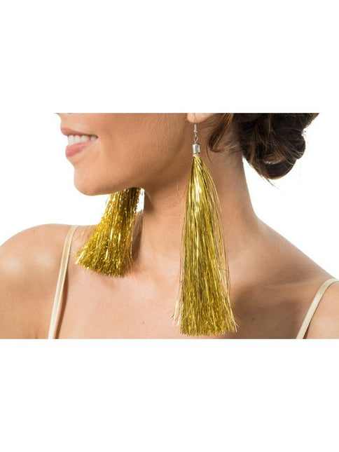 Gouden Lametta Oorbellen 17cm van CHAKS koop je bij Partywinkel