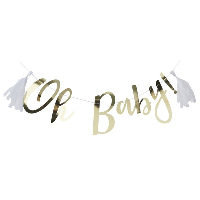Gouden Letterslinger Oh Baby 1,5m van Ginger Ray koop je bij Partywinkel