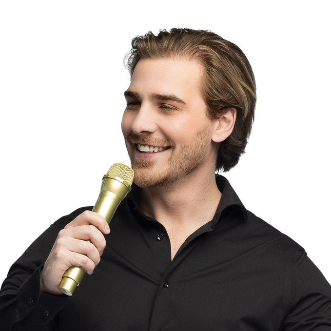 Gouden Nep Microfoon 23,5cm van Boland koop je bij Partywinkel
