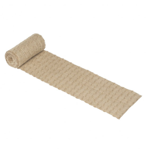 NATÜRLICHES JUTEBAND MIT KAROMUSTER 15 CM X 3 M
