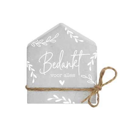 Grijze Cement Huisje Bedankt 8cm van Paper Dreams koop je bij Partywinkel