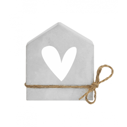 Grijze Cement Huisje Hartje 8cm van Paper Dreams koop je bij Partywinkel