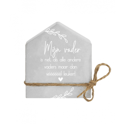Grijze Cement Huisje Vader 8cm van Paper Dreams koop je bij Partywinkel