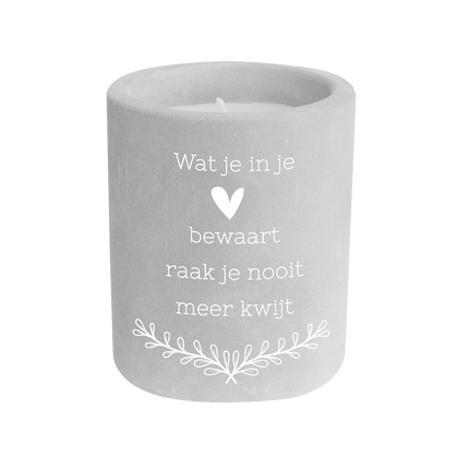 Grijze Cement Kaars In Je Hart 8cm van Paper Dreams koop je bij Partywinkel