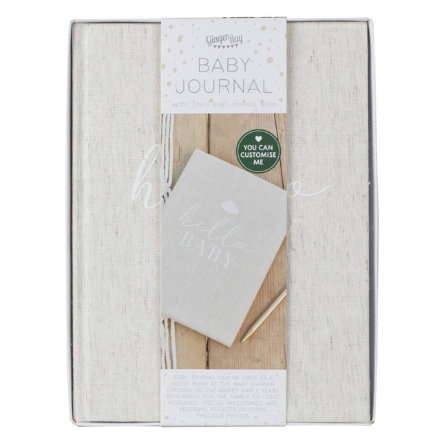 Grijze Gastenboek Hello Baby 16cm van Ginger Ray koop je bij Partywinkel