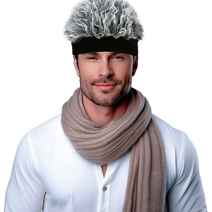 Grijze Pruik Met Band Volwassen van Fiestas Guirca koop je bij Partywinkel