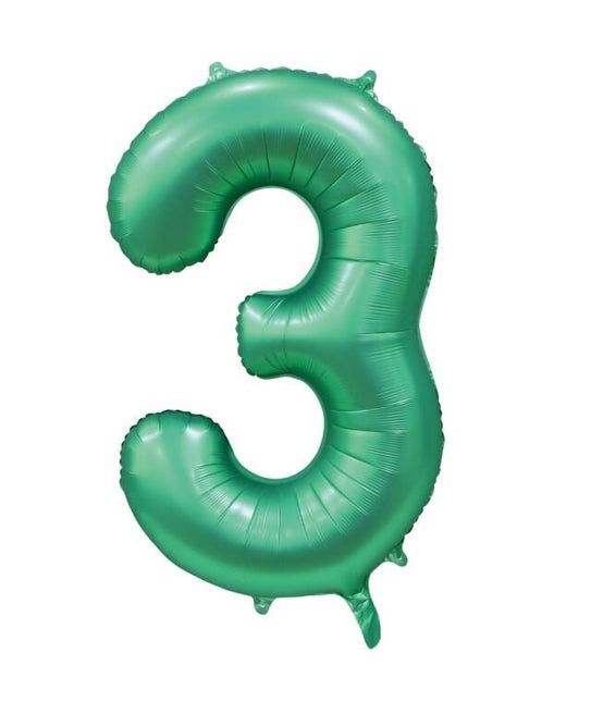 Groene Cijfer Ballon 3 Jaar Glans 86cm van WeFiesta koop je bij Partywinkel