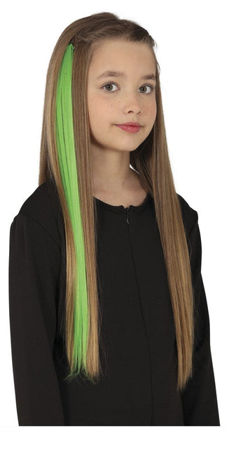 Groene Hair Extension 50cm 3st - Partywinkel - 8434077481356
