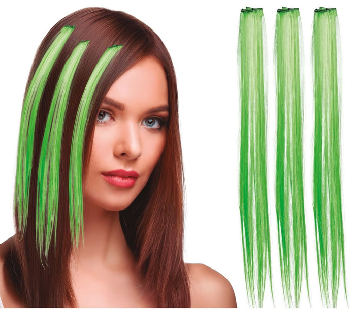 Groene Hair Extension 50cm 3st - Partywinkel - 8434077481356