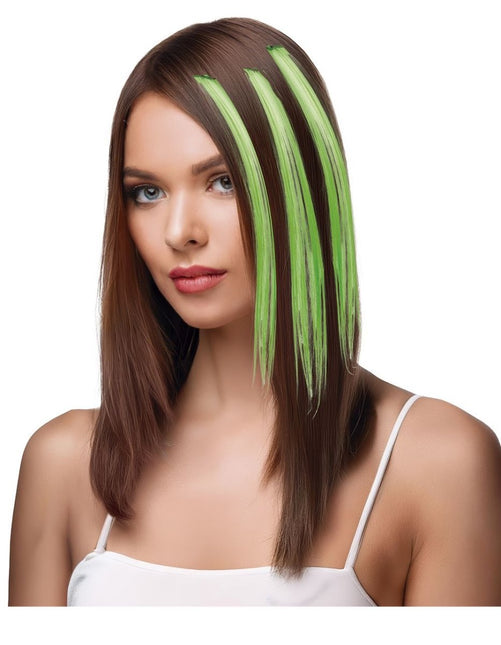 Groene Hair Extension 50cm 3st - Partywinkel - 8434077481356