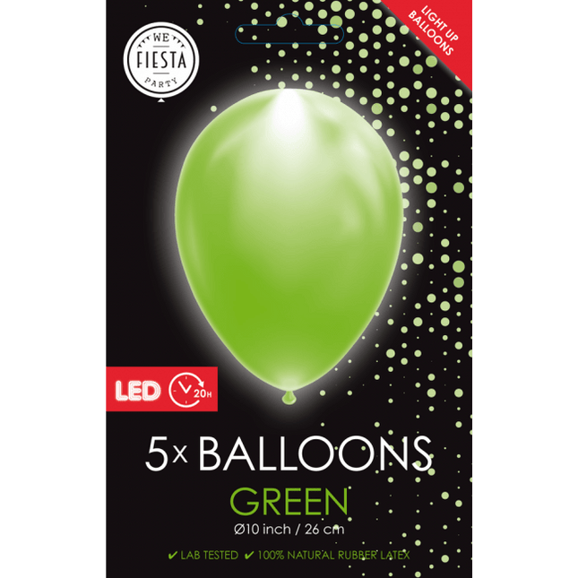 Groene Led Ballonnen 26cm 5st van WeFiesta koop je bij Partywinkel