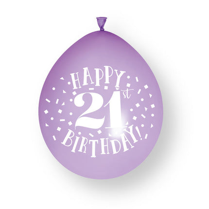 10ct Happy 21st Birthday 23cm Latex Balloons