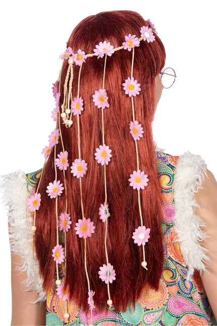 Haarband gevlochten met bloemen - Partywinkel - 8720059064878