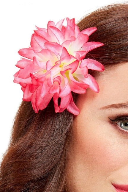 Haarbloem Roze Tropical 10cm van Smiffys koop je bij Partywinkel
