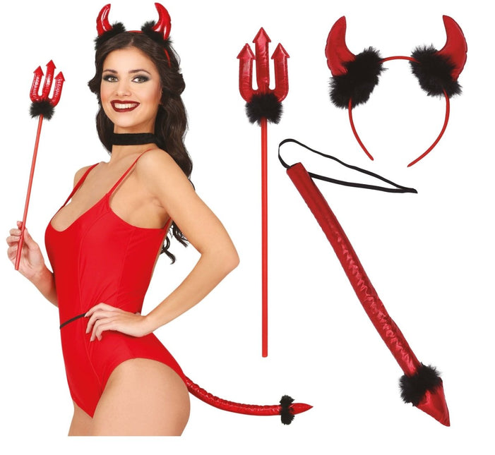Halloween Accessoireset Duivel 3 delig - Partywinkel - 8434077249253