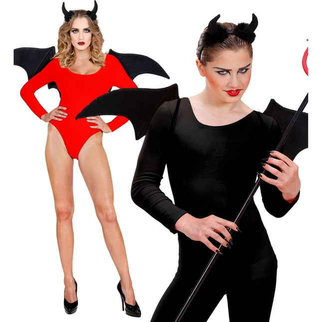 Halloween Accessoireset Zwart Duivel van Widmann koop je bij Partywinkel