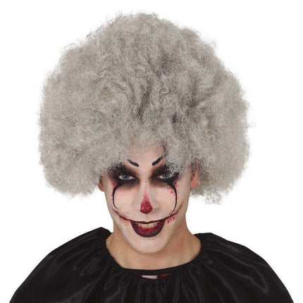 Halloween Afro Pruik Grijs van Fiestas Guirca koop je bij Partywinkel