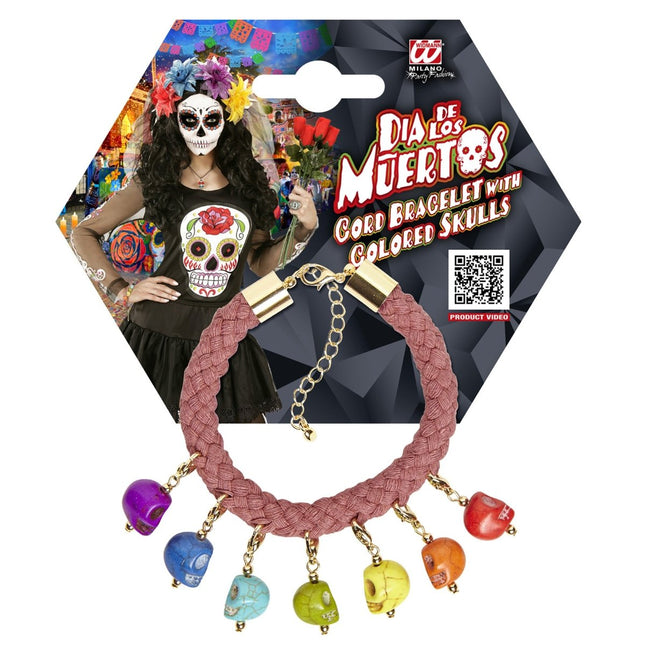 Halloween Armband Gekleurd Schedels van Widmann koop je bij Partywinkel