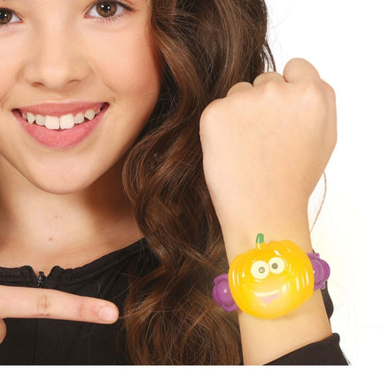Halloween Armband Pompoen Met Licht 18cm - Partywinkel - 8434077190616