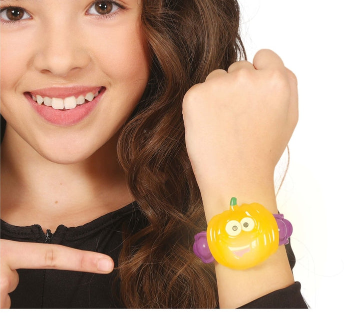 Halloween Armband Pompoen Met Licht 18cm - Partywinkel - 8434077190616