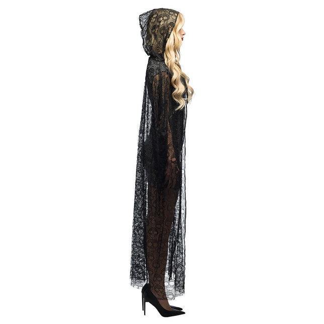 Halloween Cape Zwart Dames Doodshoofd van Boland koop je bij Partywinkel