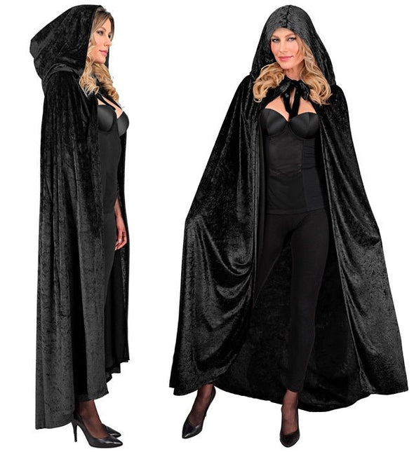 Halloween Cape Zwart Fluweel 1,4m van Widmann koop je bij Partywinkel