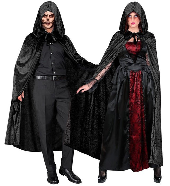 Halloween Cape Zwart Fluweel 1,4m van Widmann koop je bij Partywinkel