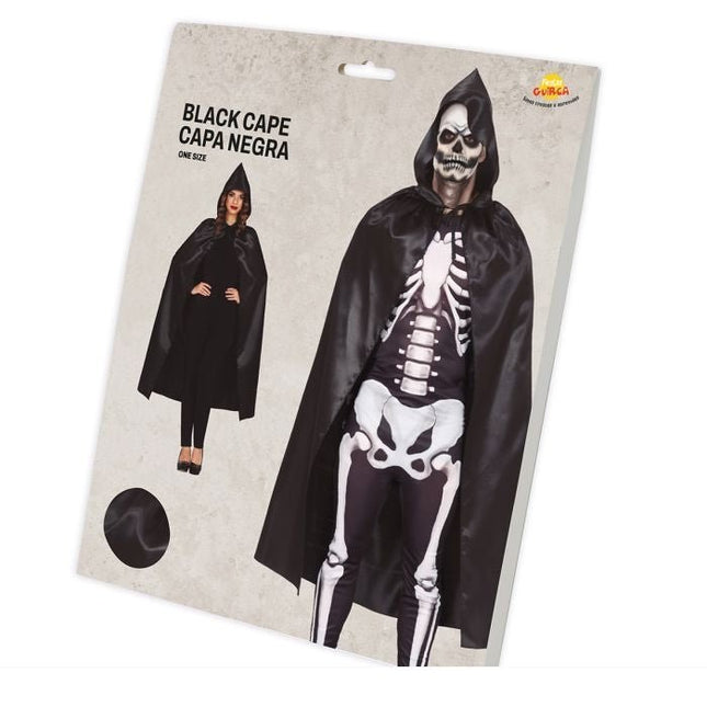 Halloween Cape Zwart Glanzend 1,2m - Partywinkel - 8434077261385