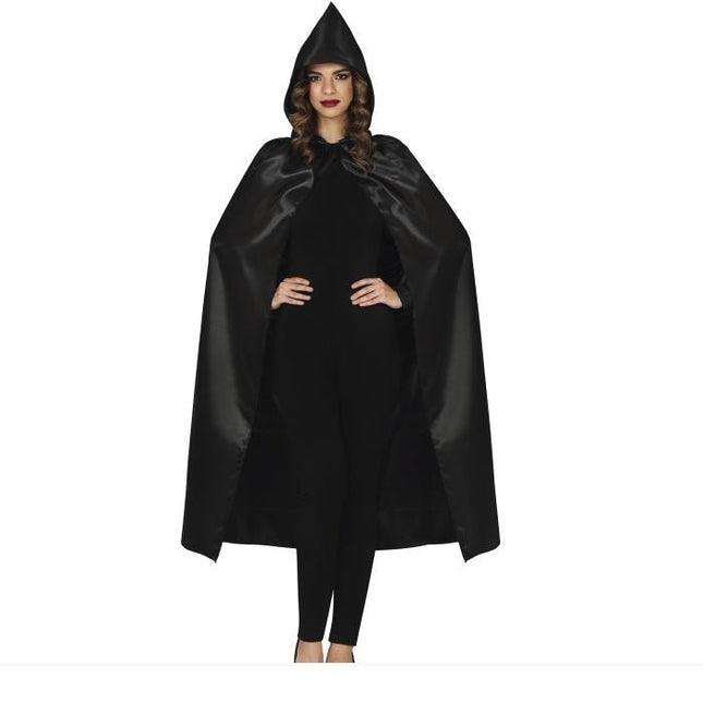 Halloween Cape Zwart Glanzend 1,2m - Partywinkel - 8434077261385