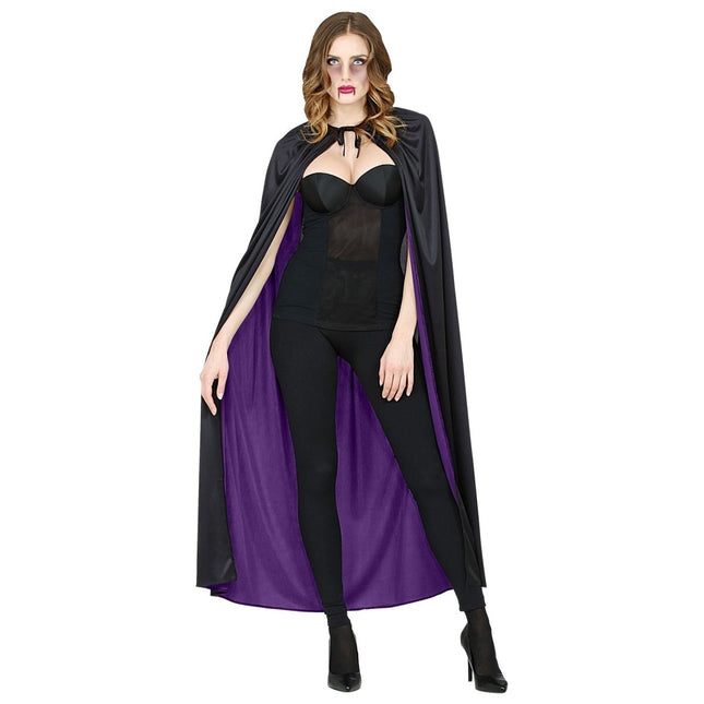 Halloween Cape Zwart Paars 1,3m van Widmann koop je bij Partywinkel